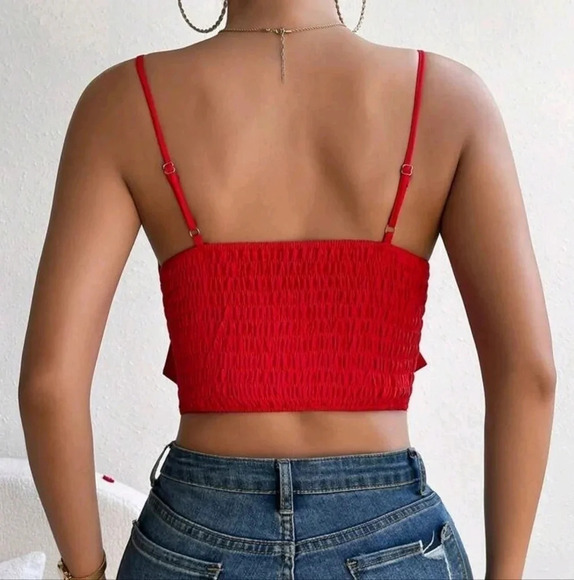 Big Bow Front Shirred Back Cami Top - Picture 2 of 5